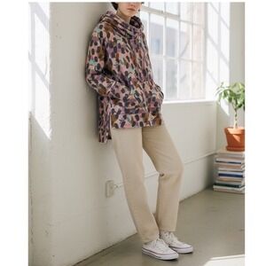 Peace Love World Abstract Leopard Affirmation Cowl Neck Hoodie Pocket Medium